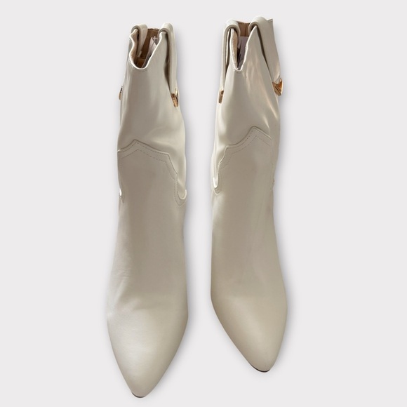 Lulus Western-Inspired Cream Block Heel Boots – Size 8.5 - Picture 8 of 10